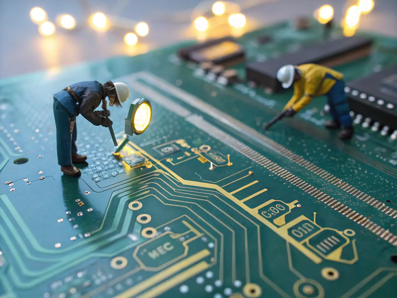 A close-up shot of a technician's hands carefully replacing a component inside a Canon photocopier, highlighting the attention to detail and technical skill involved in the service.